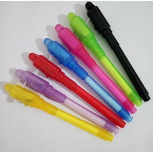 500pcs Creative Stationery LED Highlighter Pen Magic 2 In 1 UV Black Light Combo School Office Drawing Invisible Ink Pen Random