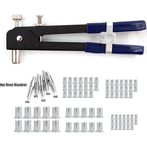 86pcs Riveting Manual Dual Handle Core Pulling Riveter Hand Rivet Nut Hand Tool Set With Threaded Rivet Machine Home Repair Tool