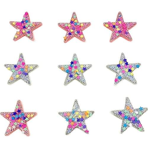 5pcs/pack Star Styles Sparkly Applique Sew On Fabric Pads Rhinestone Bling Felt for Scrapbooking Wedding Decors Garments Access
