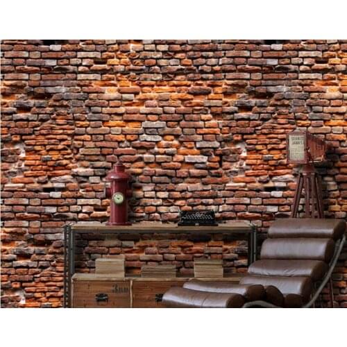 CJSIR Papel De Parede Custom Retro Red Brick Wallpaper for Walls 3 D Landscape Living Room Bedroom 3d Photo Mural Wall Paper