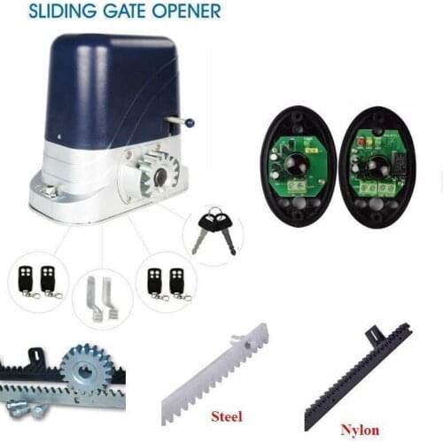 230V/120V electrical automatic sliding gate motor operator 800kg with 4m 5m 6m racks 4 remote controls 1 sensor