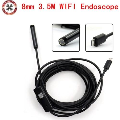 3.5M Wireless Wifi Endoscope 8mm Android Camera Borescope HD 720P Waterproof Inspection IOS Iphone Endoscope Camera WIFI