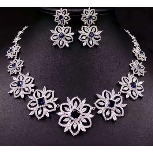 Funmode Luxury Big Flower Cubic Zircon Wedding Bridal Jewelry Set For Women Wedding Cubic Zirconia 2 PCS Jewelry Set FS187