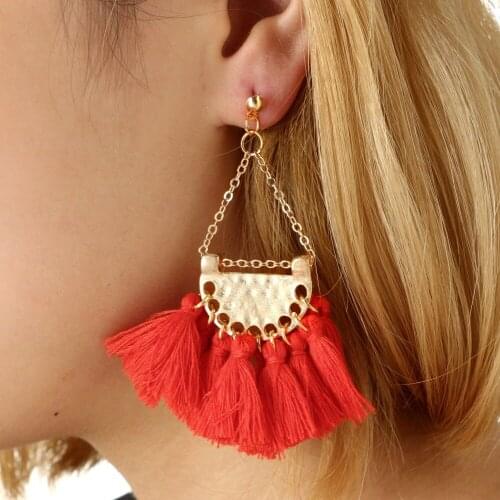 Korean earrings indian jewelry New Ear Hanging Retro Gems Tassel National Wind Long Earring Jewelry Female Party Gift