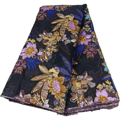 5Yards Latest Jacquard Fabric Lace African Brocade Cloth Nigerian Organza Tulle Mesh Material Tissu for Wedding Party Dress DJO8