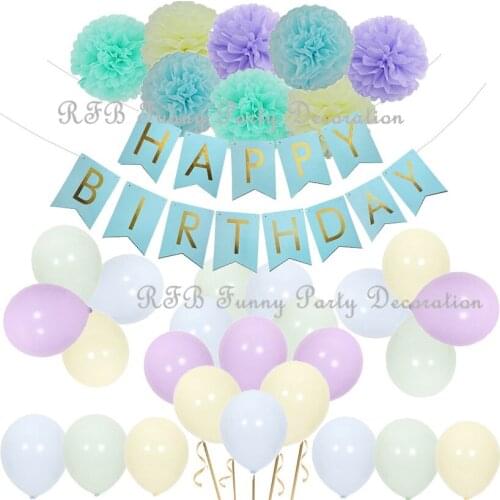 Macaron Latex Balloons Boy Girl First Birthday Party Decorations Banner Paper Flower for Wedding Festival Christmas Party Supply