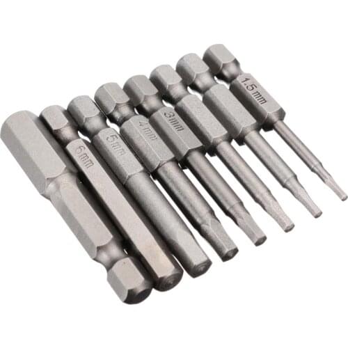 8pcs Magnetic Hexagon Screwdriver Bit S2 Steel 1/4 Inch Hex Shank Screw Drivers Set 50mm Length H1.5-H8
