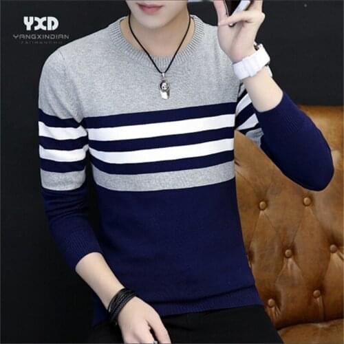 Men clothes Fashion Stitching Mens Sweaters Male Knitwear sweater patchwork Round Collar clothing cotton casual pullovers 2020