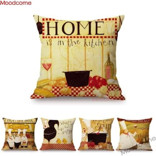 Farm Life Home Cook The Chef Recipe Cartoon Art Kitchen Decoration Home Sofa Throw Pillow Cover Funny Comics Linen Cushion Cover