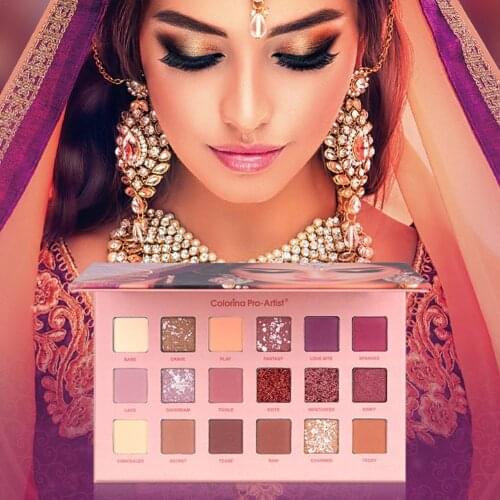 Colorina Pro-Artist 18-color Eye Shadow Box Exotic Style Matte Shimmer Sequins Eye Shadow Palette