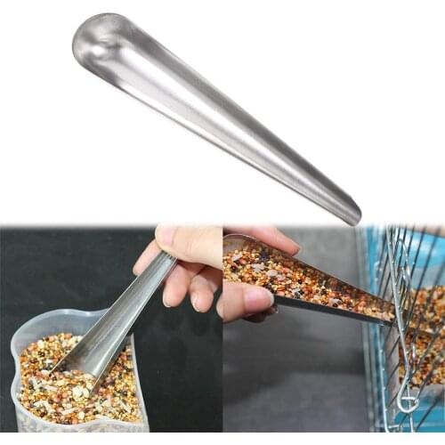Pet Bird Parrot Stainless Steel Food Adding Spoon Bird Cage Food Add Accessories Small Pet Feeding Tool 1 Pc