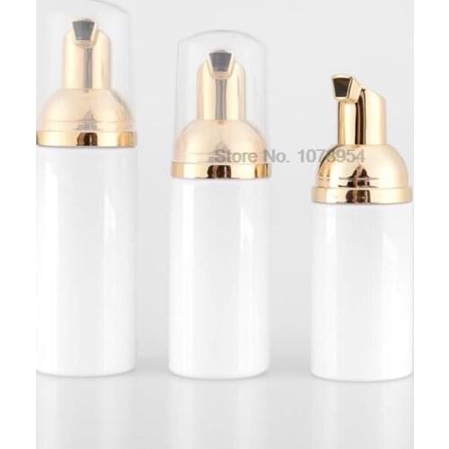 100pcs Plastic Soap Foam Dispenser Bottle Refillable Empty Cosmetic Lotion Dispenser Container Gold White Foam Bottle
