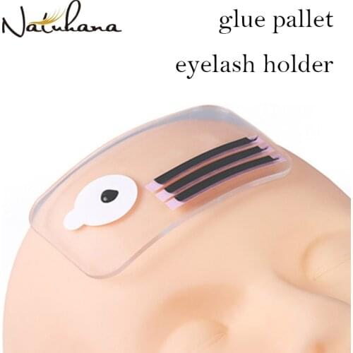 NATUHANA Silicone Eyelash Pad Forehead Lash Extension Stand Pallet Pad Lash Tray Holder Tool Rectangle Clear lash Holder