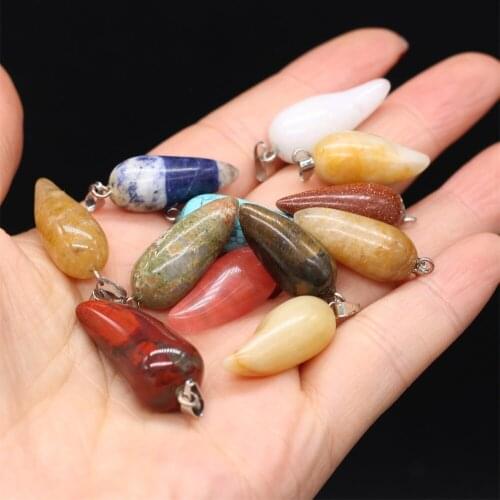 3piece Random Natural Stone Pendant Comma-Shaped Semi-Precious Charms For Jewelry Making DIY Necklace earring Bracelet Accessory