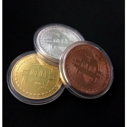 Gold Plated Bitcoin Coin Collectible Art Collection Gift Physical commemorative Bit BTC Antique copy Imitation Design customized