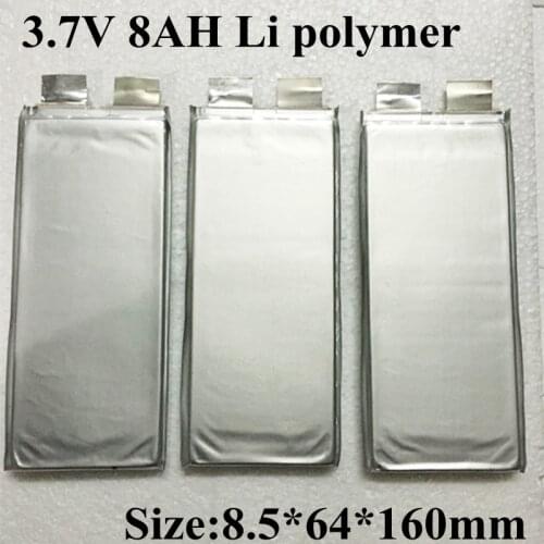 Promotion! 10pcs Easy To Connect 3.7V 8Ah Lithium Polymer Battery 3.7V 8564160 3-5C Bateria for DIY 36V 48V Electric Motor Bike