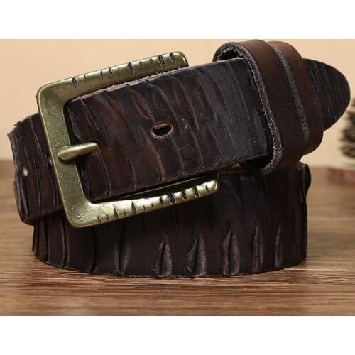 Fashion men High quality genuine leather belt luxury designer belts men copper buckle Strap male Jeans for man cowboy belt men