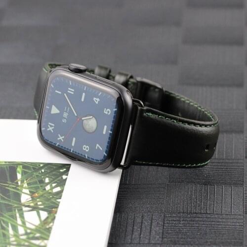 Wristwatch Bands for Apple Watch Band 44mm 42mm 40mm 38mm Bracelet Replacement Genuine Leather Strap for iWatch Series 5 4 3 2 1