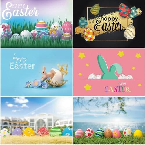 Happy Easter Rabbit Eggs Backdrop Photography Background Baby Shower Celebration Photo Booth Studio Decor