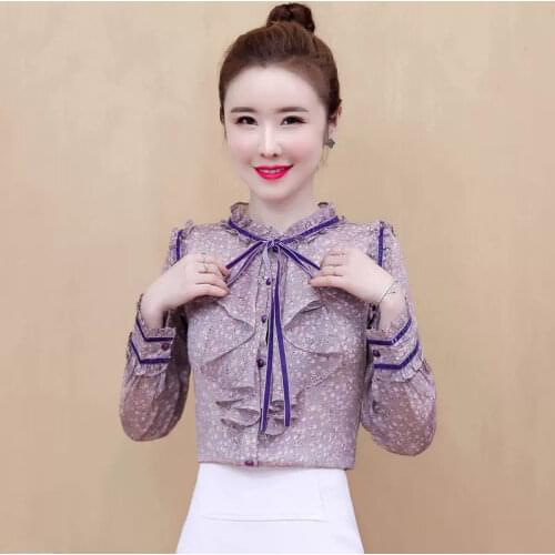 Chiffon shirt 2021 spring new dot blouse design fashion all-match shirt Western style shirt women