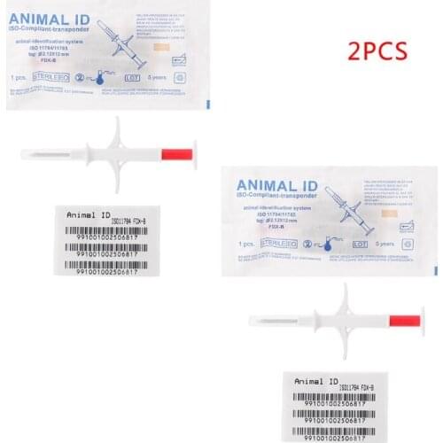 2 Pcs Pet ID Microchip Syringe 2.12x12 mm ISO11784/5 FDX-B HDX Animal Tag Injector IP67