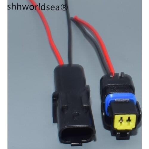 Shhworldsea 2 Pin/Way Female Light Lamp Connector Water Temperature Sensor Plug With Wire Pigtail For Renault Peugeot Citroen