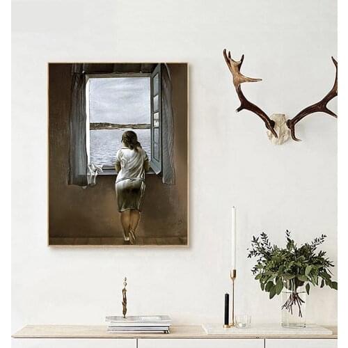 Modern Oil Painting Figure At A Window Salvador Dali Canvas Art Print Painting Posters Wall Pictures For Living Room Home Decor