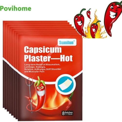 Sumifun 64pcs Hot Pepper Capsicum Plaster Pain Relief Patch Muscle Chinese Herbal Medical Rheumatoid Arthritis Meridians Paste