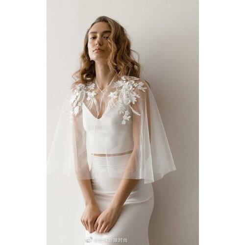 TOPQUEEN G35 Royal Pearl Embroidery Bride Jacket Handmade White Ivory Bridal Bolero Womens Shrug Party Coat Wedding Capes