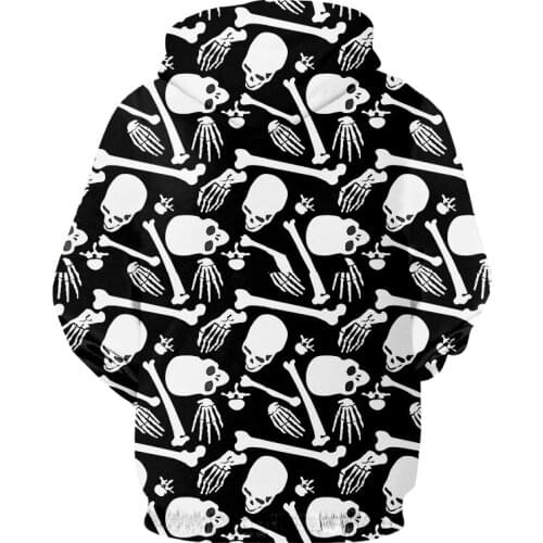 UJWI Man Street Clothing 3D Printed Skeleton And Skull Hoodies Punk Rock Mens Spandex Pullover Wholesale Big Size 5XL