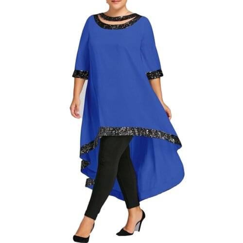 Europe loose irregular solid color bright stitching dress womens plus size brand womens dresses Short after long Long dresses