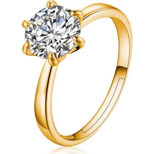 Jewelry Zircon opening can adjust six claws rings womens wholesale crystal silver ring