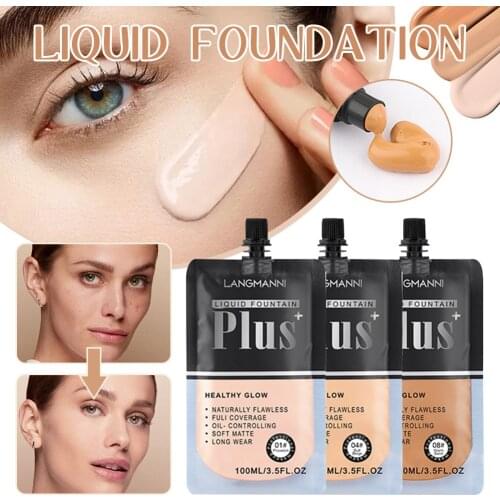 Liquid Foundation Poreless Face Primer Full Coverage Oil Control Conceal Foundation Even Skin Tone Brighten Skin Cosmetics