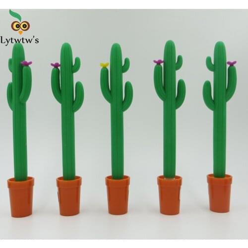 1 Piece Lytwtws Stationery Cute Kawaii Cactus Potted Plant Ballpoint Pen Office School Supplies Novel Creative Gift