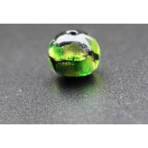 10pcs/Lot Luminous&Non-Luminous Lampwork Beads 8 10 12mm Lampwork Glass Foil Beads Olive green Color for jewelry Making