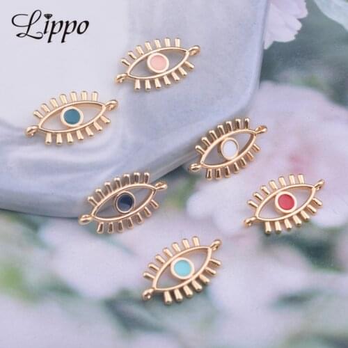 12pcs 9*17mm Copper Oval Eyes Enamel Bracelet Necklace Connecto High-quality Gold Color Charms Jelwery component