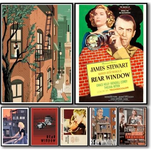 31 Designs Hitchcock Movie REAR WINDOW Whitepaper Poster Artwork Homedecal Fancy Wall Sticker for Coffee House Bar