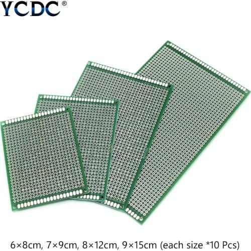40Pcs/lot 6x8 7x9 8x12 9x15cm PCB Printed Premium Double-side Prototype PCB Printed Circuit Board Universal Strip Breadboard