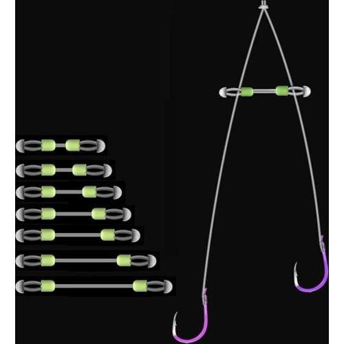 5Pcs Silicone Double Hook Fish Hook Fixed Distance Splitter Fish Line Separator Double Head Anti-wrap Beans