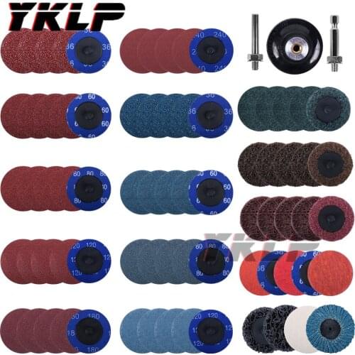 75Pcs 2 Inch 50mm Roloc Sanding Discs Roll Lock Surface Sanding Discs Pad Polishing Sandpaper Quick Change Disc For Rotary Tools