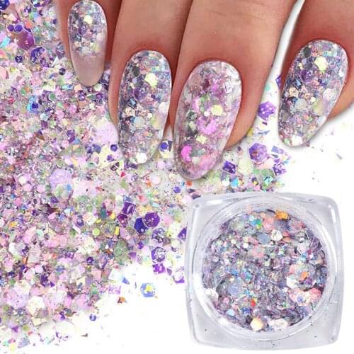 Nail Glitters Irregular Shape Holographic Fashion Laser Sequins Powders Dazzling Nail Gel Holographic Sequins Nails Art Design