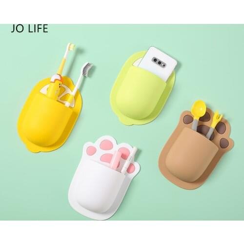 JO LIFE Carton Silica Gel Toothbrush Holder Wall Mounted Comb Razor Storage Rack Bathroom Accessories