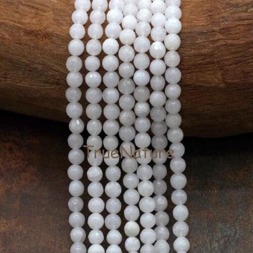 Hot Selling Faceted White Jades Loose Beads Round Tiny Bead Strands Jewelry Making In 6 mm BE6257
