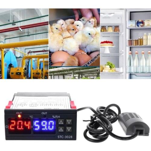 Digital Humidity Controller Thermostat & Humidistat Duble Display AC 110V 220V DC 12V 24V 10A