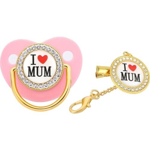 BLINGONLY I Love Mum Rhinestone Pacifier Baby Luxury Bling Baby Pacifier