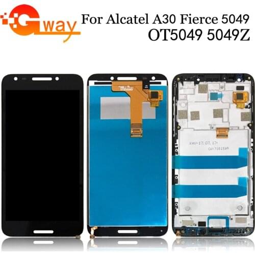 For Alcatel A30 Fierce 5049 OT-5049 5049W 5049z OT5049 LCD Display+Touch Screen LCD Digitizer Glass Panel Replacement With Frame