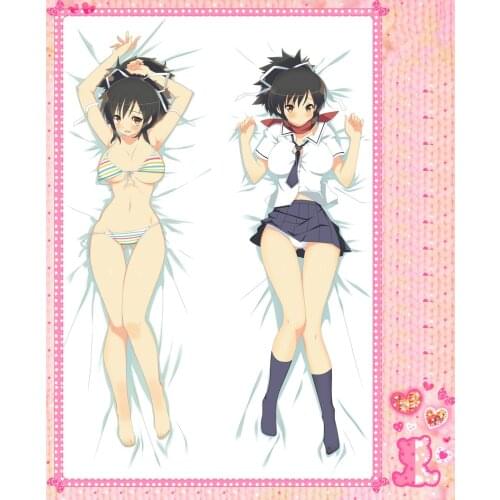 Anime Cartoon Senran Kagura Double-Sided Bolster Hugging Pillow Case Cover Pillowcase Peach Skin 2 Way / WT No.55061