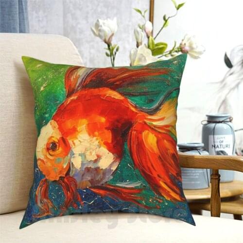 Goldfish Pillow Case Printed Home Soft Throw Pillow Goldfish Oil Painting Nature Painting Interior Painting For A Animals