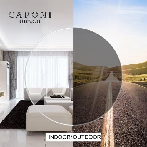 CAPONI Photochromic Anti-blue Light Optical Clear Glasses CR-39 Resin Lenses Myopia Hyperopia Presbyopia 1.56 1.61 2pcs/1 pair