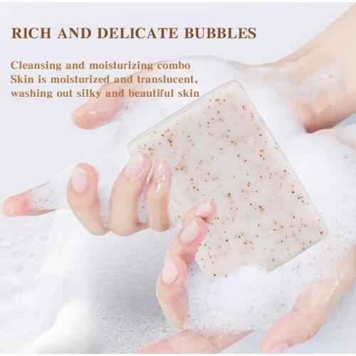 Coconut Oil Exfoliating Scrub Soap Skin Whitening Shrink 100g Anti Foam Acne Handmade Soap Body Natural Pores Herbal Bath R T3U4